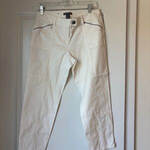Ann Taylor Womens Lindsay Pants High Rise Ankle Zip Straight Leg White Size 6